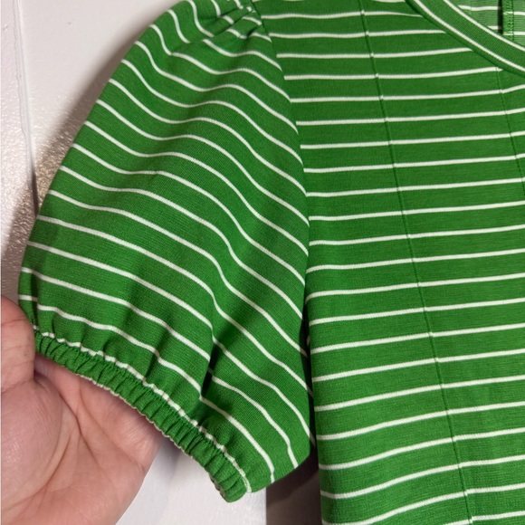 Maeve Green Striped Peplum Short Sleeve Top - Picture 7 of 9